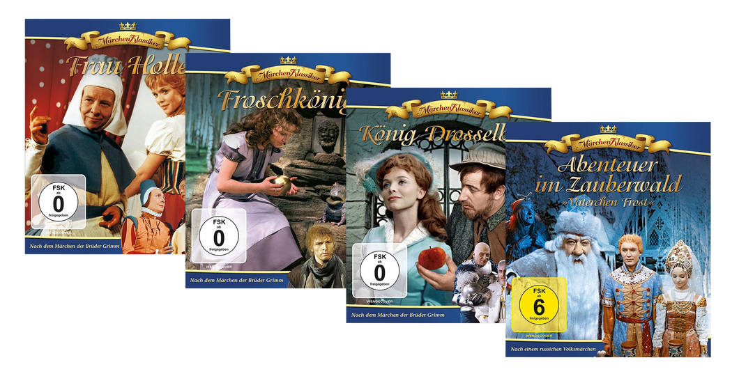 Märchen 4er Blu-ray Paket (Frau Holle - Froschkönig - König Drosselbart - Abenteuer im Zauberwald)
