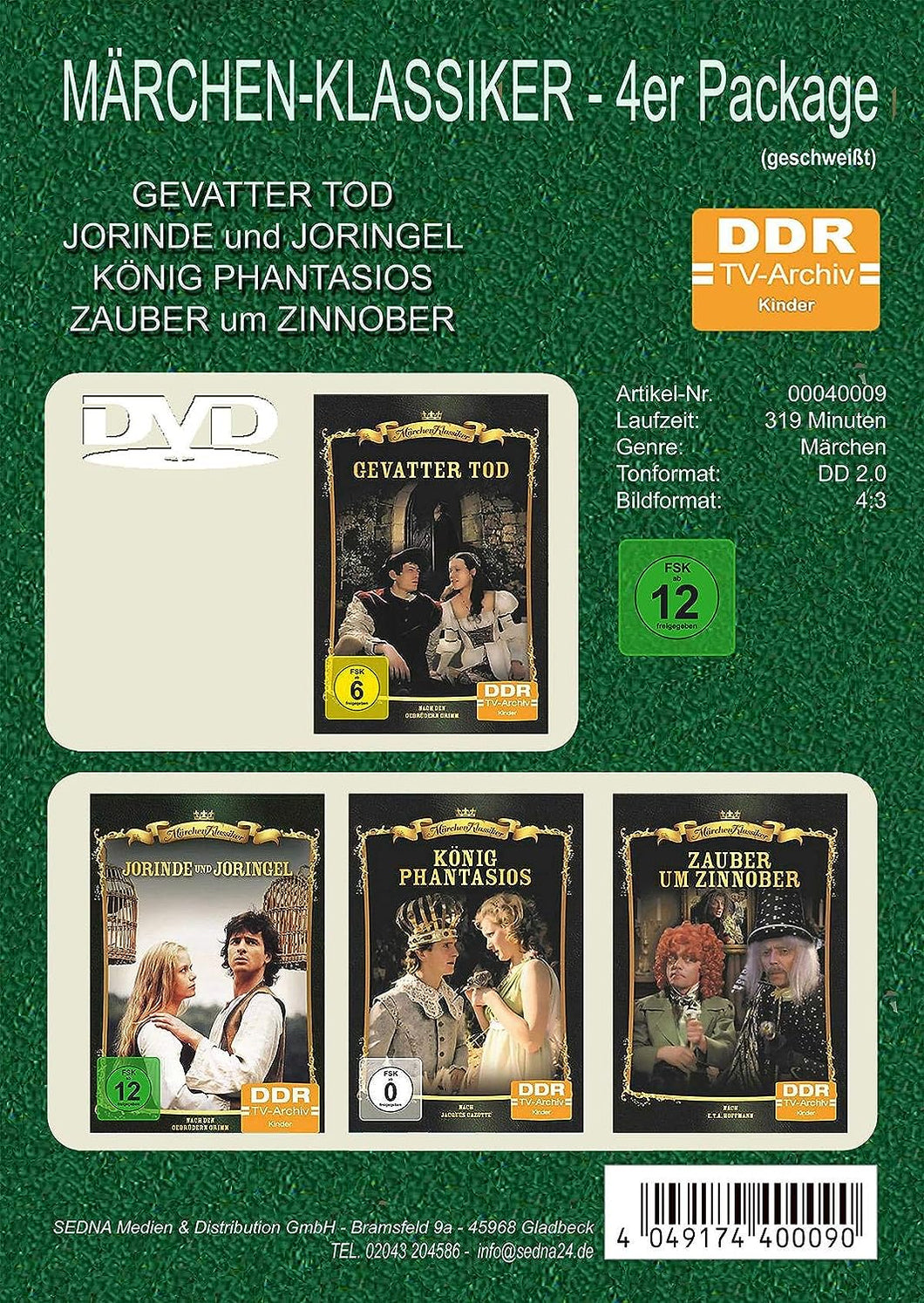 Märchen-Klassiker 4er Package - DDR-TV-Archiv - Gevatter Tod - Jorinde und Joringel - König Phantasios - Zauber um Zinnober
